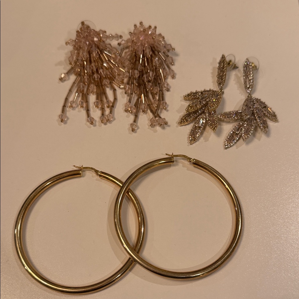 Chic Gold and Silver Earring Trio Set